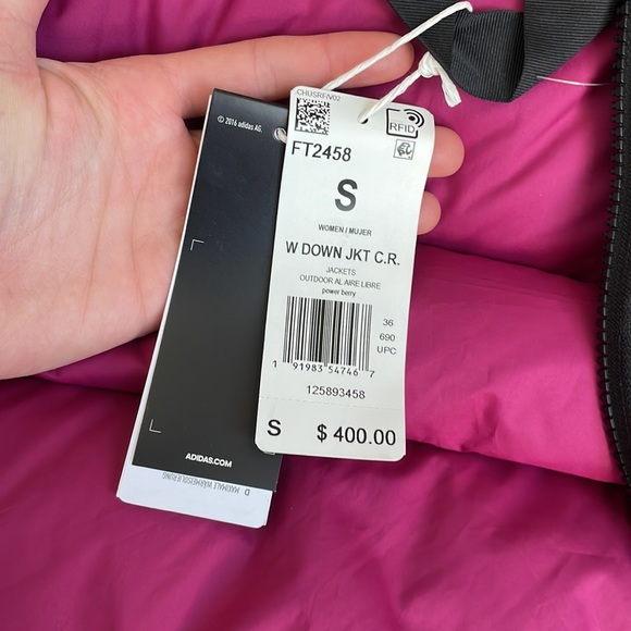 NWT Women’s Adidas Down Filled Jacket Outdoor Al Zaire Libre Power Grape Small - Picture 6 of 8